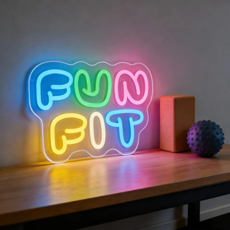 Yoga Fitness Rooms - Leuke Neon LED-bord met cartoonlettervorm, USB