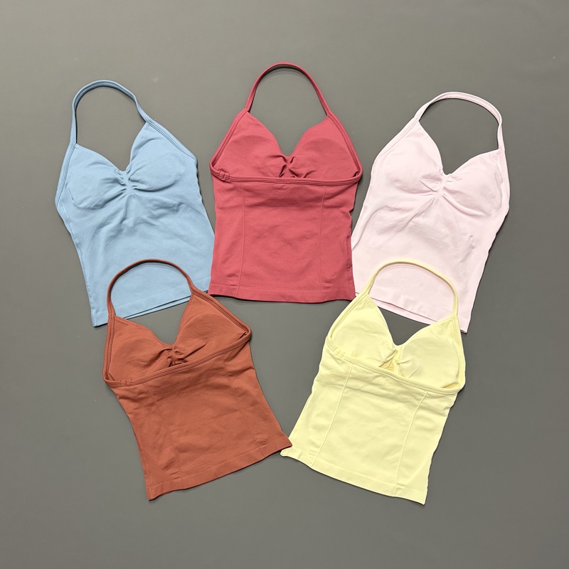 Yoga Fitness Tapis - Gym Dames Sporttanktop Naadloze halter Spaghettibandjes