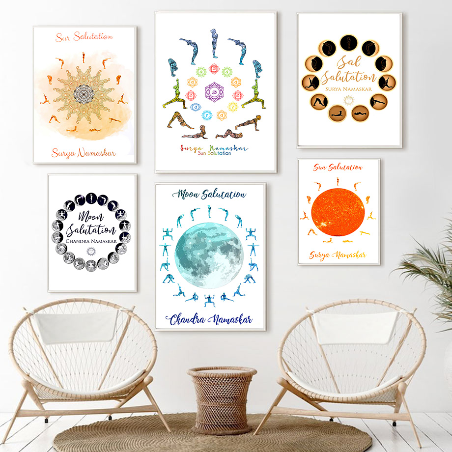 Yoga Fitness Rooms - Yoga Pose Zon Maan Salutation Thuis