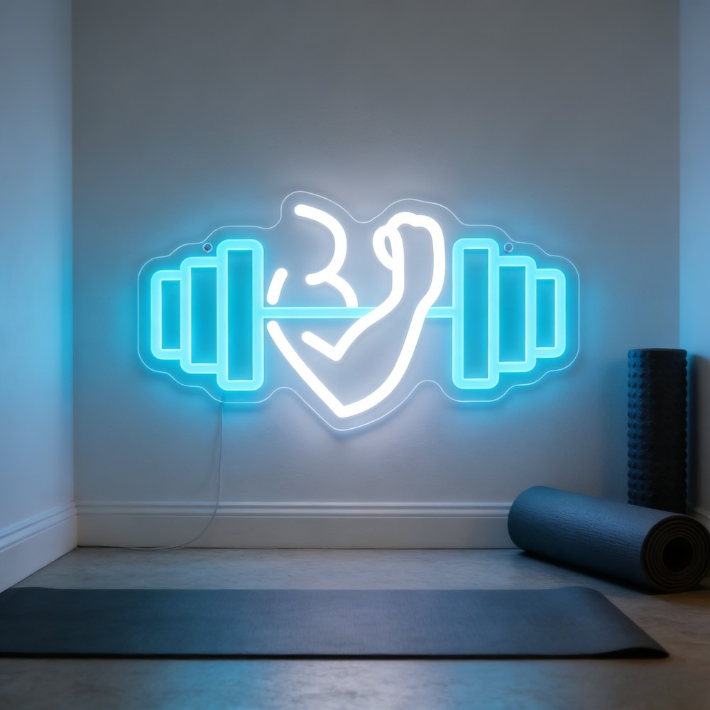 Yoga Fitness Rooms - Biceps Dumbbell Neon Sign LED Wanddecoratie