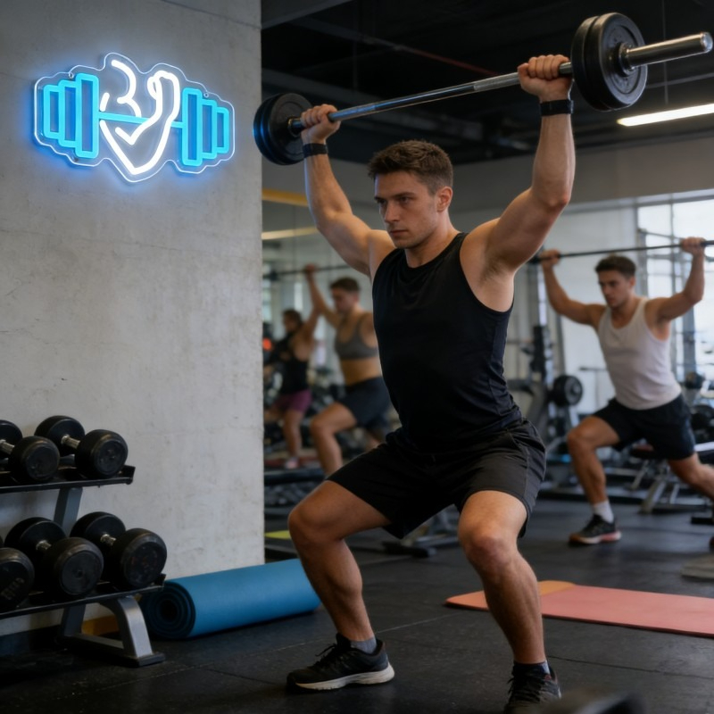 Biceps Dumbbell Neon Sign LED  - Yoga Fitness Rooms recensie en prijs