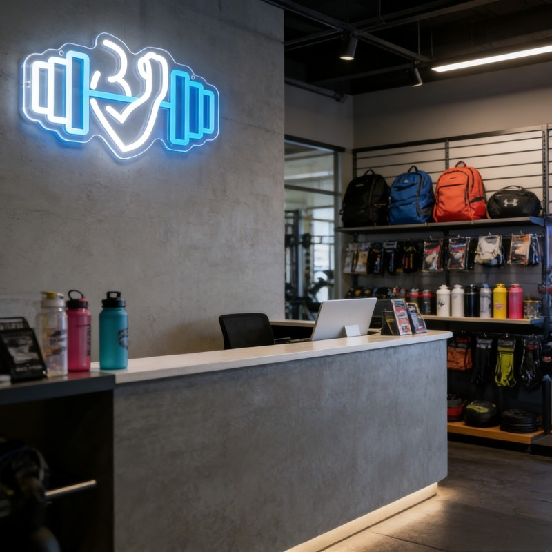 Biceps Dumbbell Neon Sign LED  - Yoga Fitness Rooms recensie en prijs